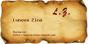 Lunova Zina névjegykártya